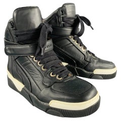 GIVENCHY Size 8 Black Leather High Top Sneakers
