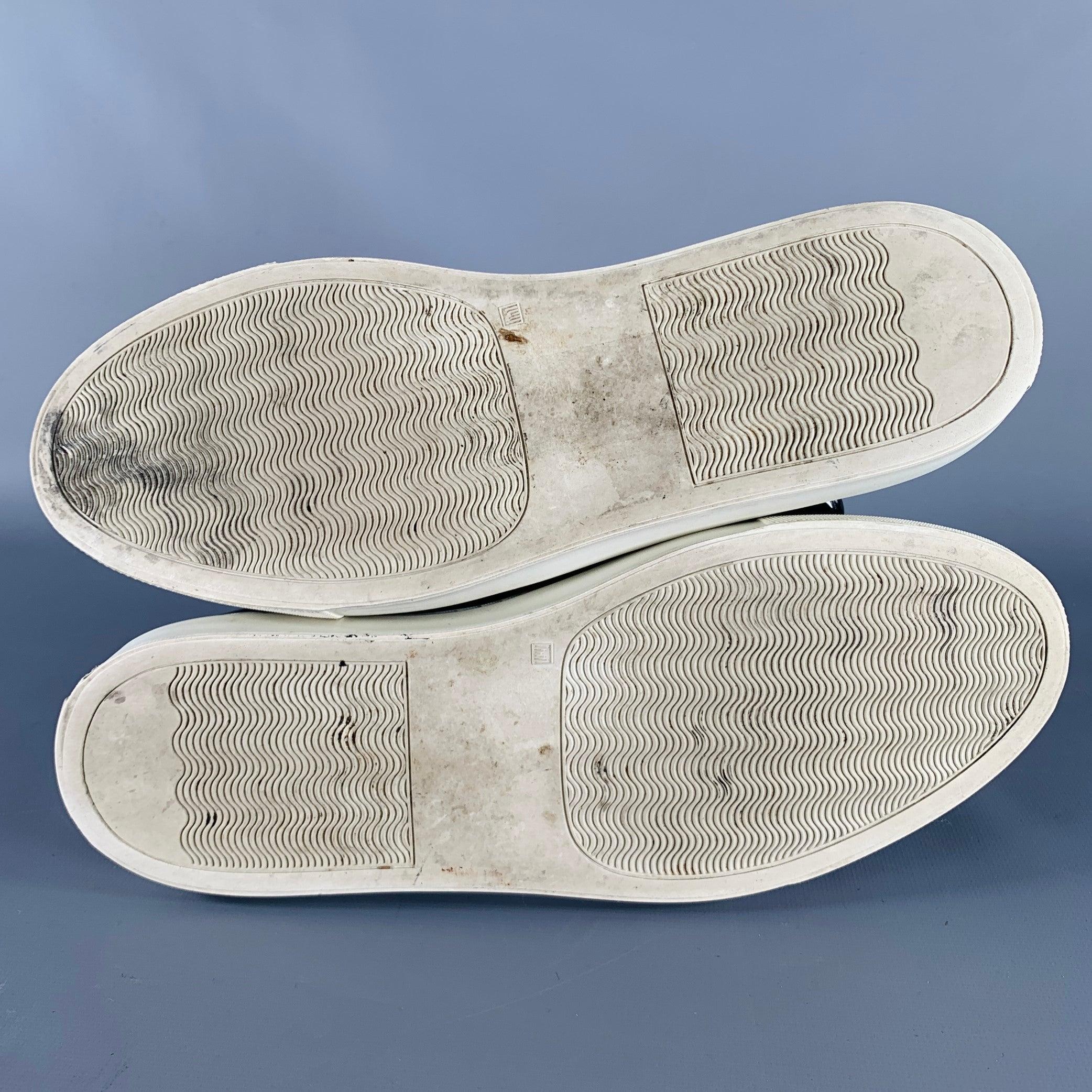 GIVENCHY Size 8 Black White Leather Slip On Sneakers 3