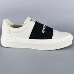 GIVENCHY Talla 8 Blanco Negro Cuero Logo Piel de Becerro Low Top Sneakers