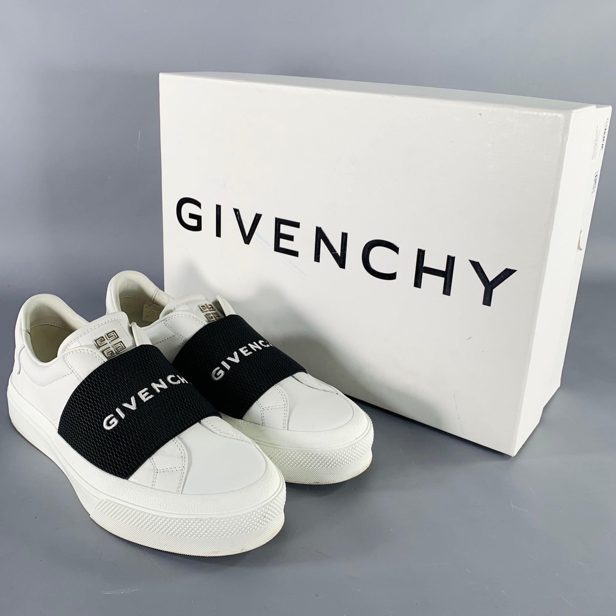 GIVENCHY Size 8 White Black Leather Logo Calfskin Low Top Sneakers 4