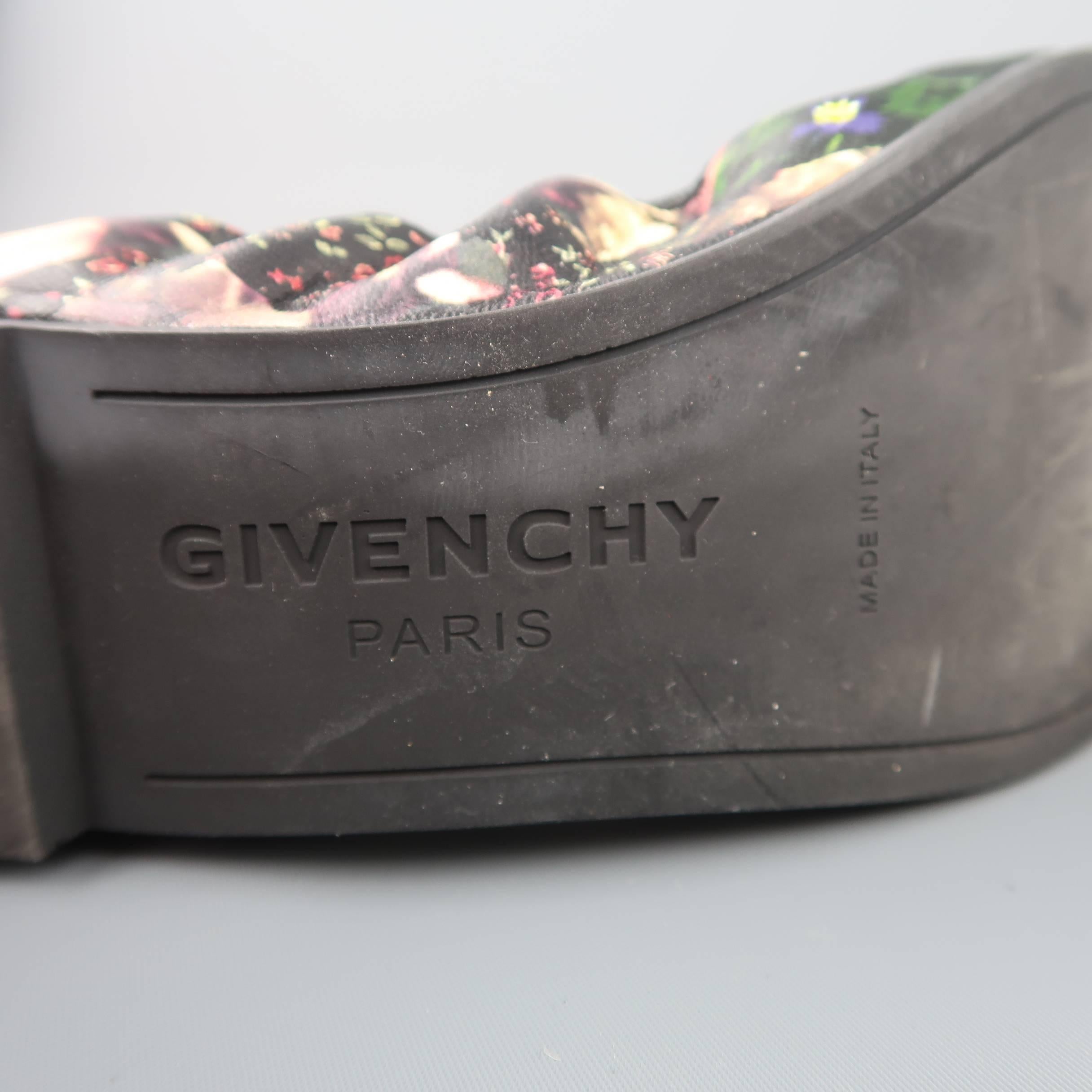 GIVENCHY Size 8.5 Black & Pink Rose Floral Print Leather Ballet Flats 4