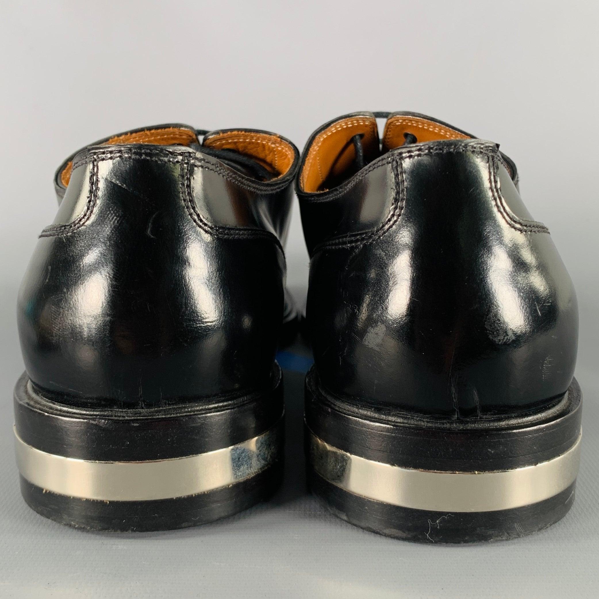 GIVENCHY Size 9 Black Leather Metal Trim Lace-Up Shoes In Good Condition For Sale In San Francisco, CA