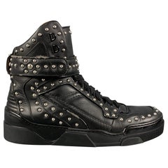 GIVENCHY Taglia 9 Sneakers alte in pelle nera con borchie