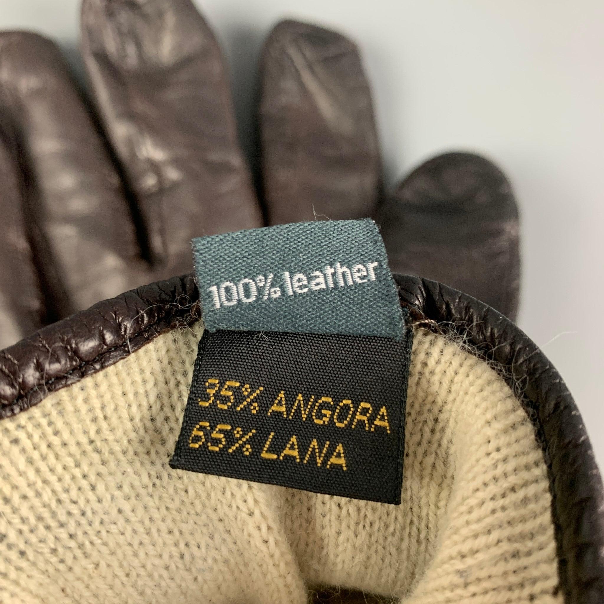 GIVENCHY Größe 9 Braun Creme Gemischte Materialien Lamm Haut Angora Wolle Handschuhe Herren im Angebot