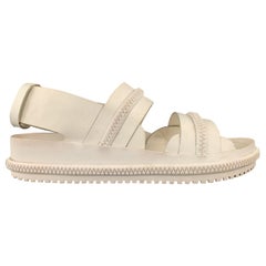 GIVENCHY Size 9 White Leather Zipper Straps Sandals