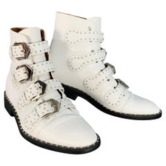 GIVENCHY Stivaletti con cintura con borchie bianchi taglia 9