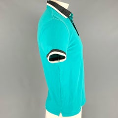 GIVENCHY Size L Blue Grey Contrast Trim Cotton Short Sleeve Polo