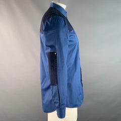 GIVENCHY Talla L Azul Marino Color Bloqueado Algodón Camisa Abotonada Manga Larga