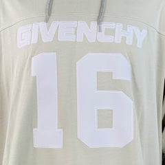 GIVENCHY Size L Cream Grey Jersey Double Layer Hooded Sweatshirt
