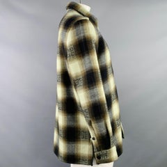 GIVENCHY Size L Green Black Plaid Monogram Wool Long Sleeve Shirt Jacket