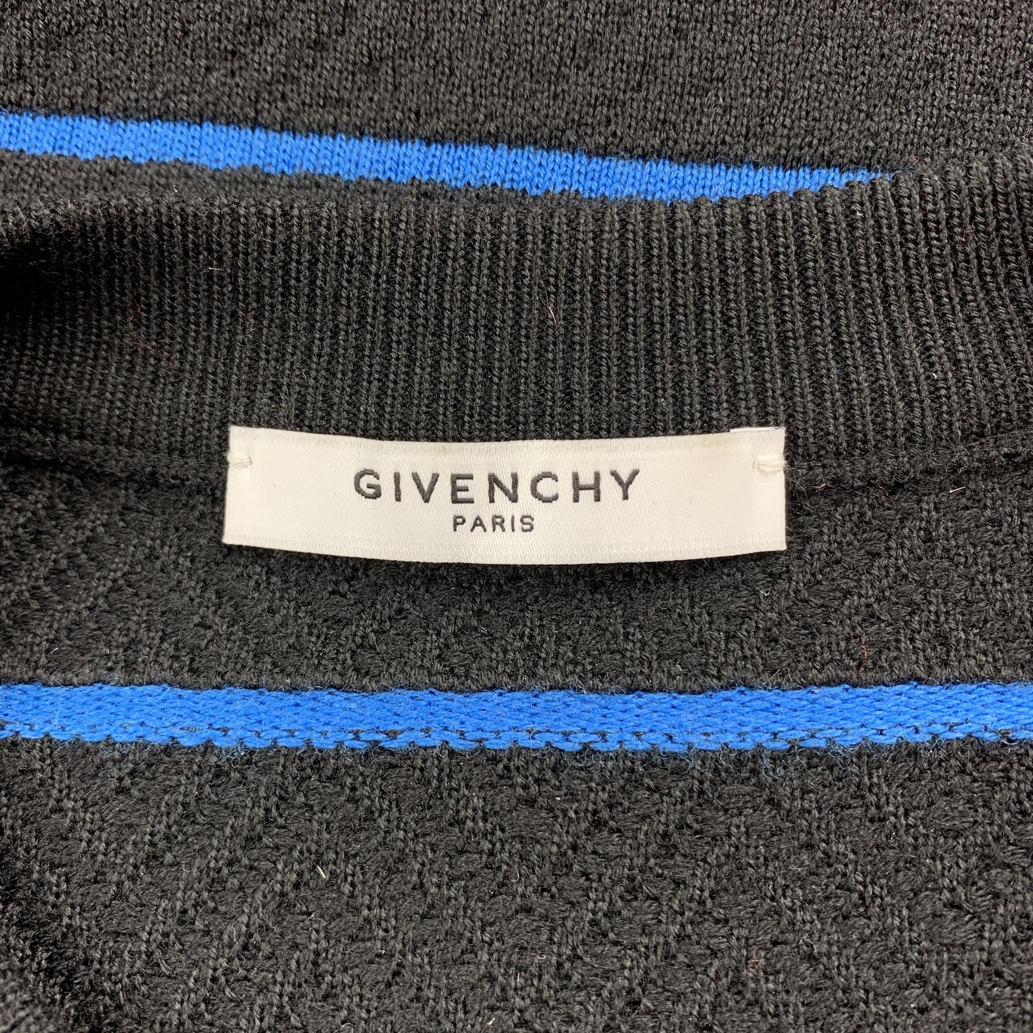 GIVENCHY Size M Black & Multi-Color Stripe Wool Crew-Neck Pullover 1