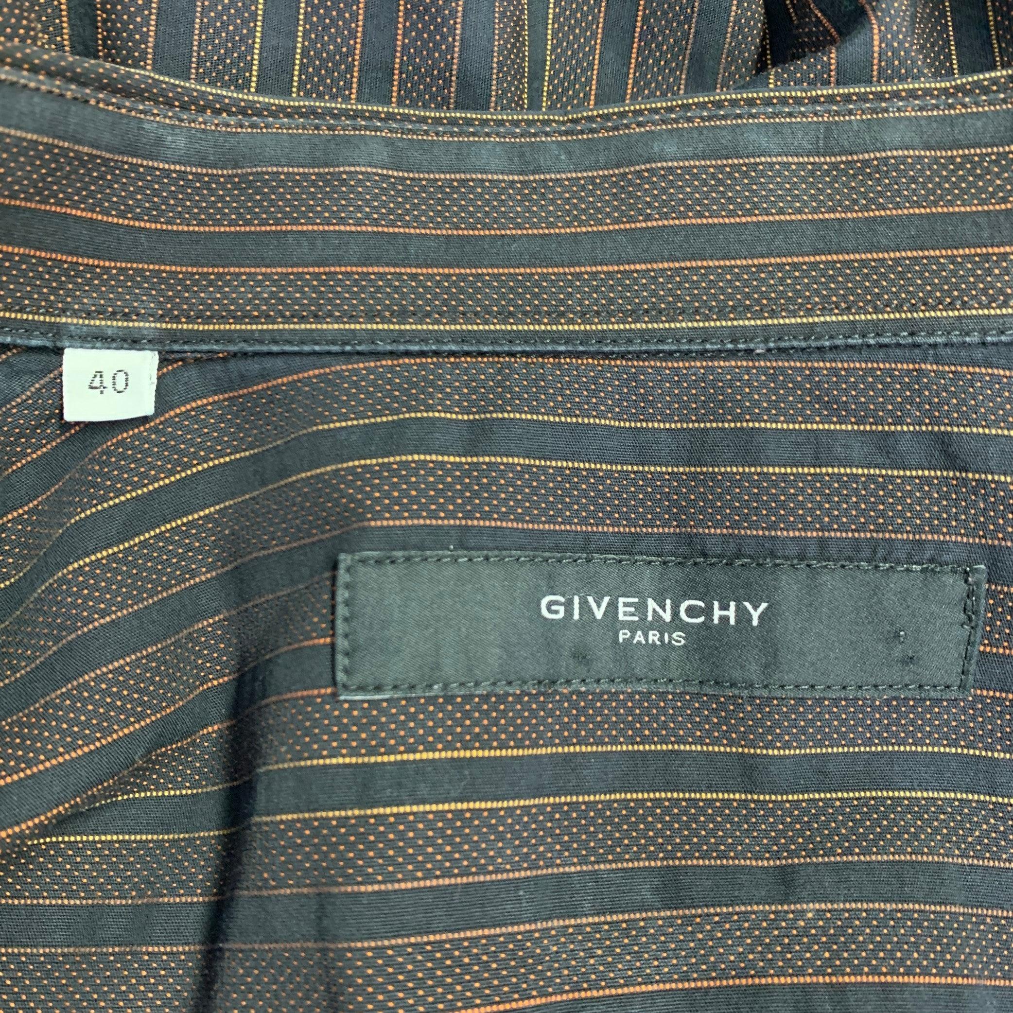 GIVENCHY Size M Black Orange Stripe Long Sleeve Shirt For Sale 1