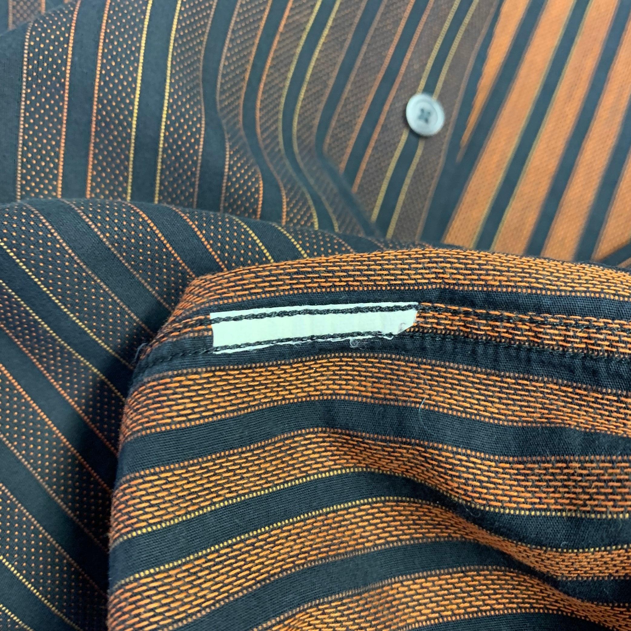 GIVENCHY Size M Black Orange Stripe Long Sleeve Shirt For Sale 2
