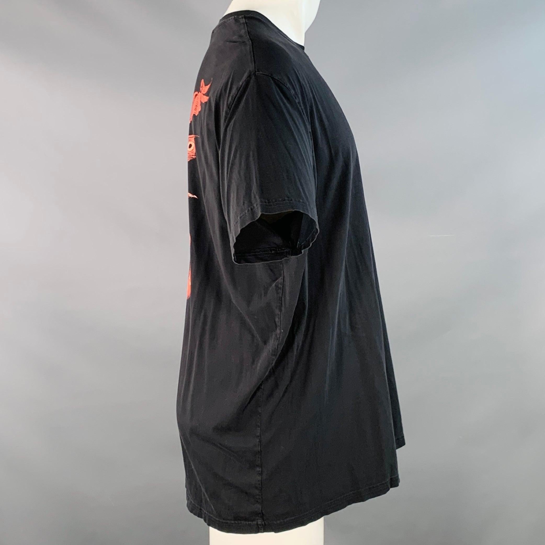 Noir GIVENCHY Size M Black Red Mermaid Print Cotton Oversized Crew Neck T-shirt en vente