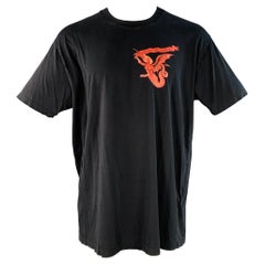 GIVENCHY Taglia M Nero Rosso Stampa Sirena Cotone T-shirt girocollo oversize