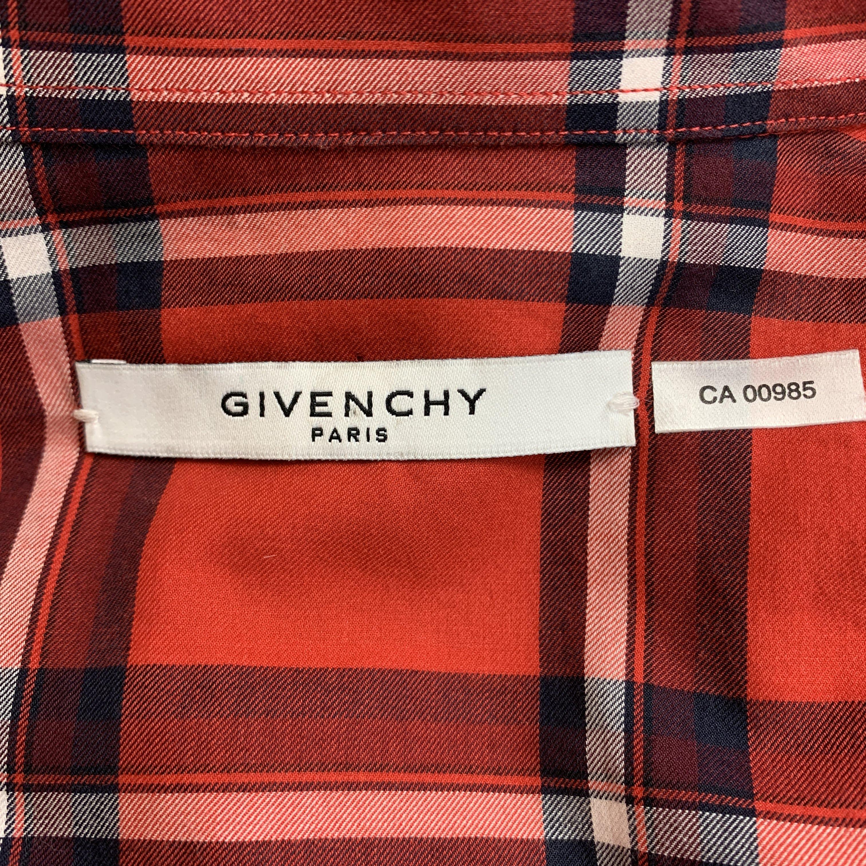 GIVENCHY Size M Red & Black Plaid Cotton Button Up Sleeveless In Excellent Condition In San Francisco, CA