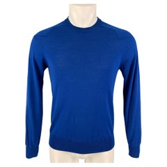 GIVENCHY - Pull à col bénitier en laine tricotée bleu royal, taille M