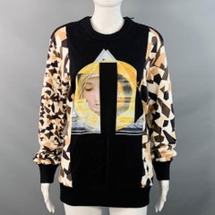 GIVENCHY Größe S Schwarz Braun Creme Baumwolle Geometrisch Rundhalsausschnitt Pullover
