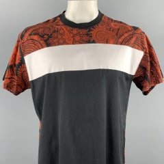 GIVENCHY Size S Black & Orange Mixed Fabrics Cotton Crew-Neck T-shirt