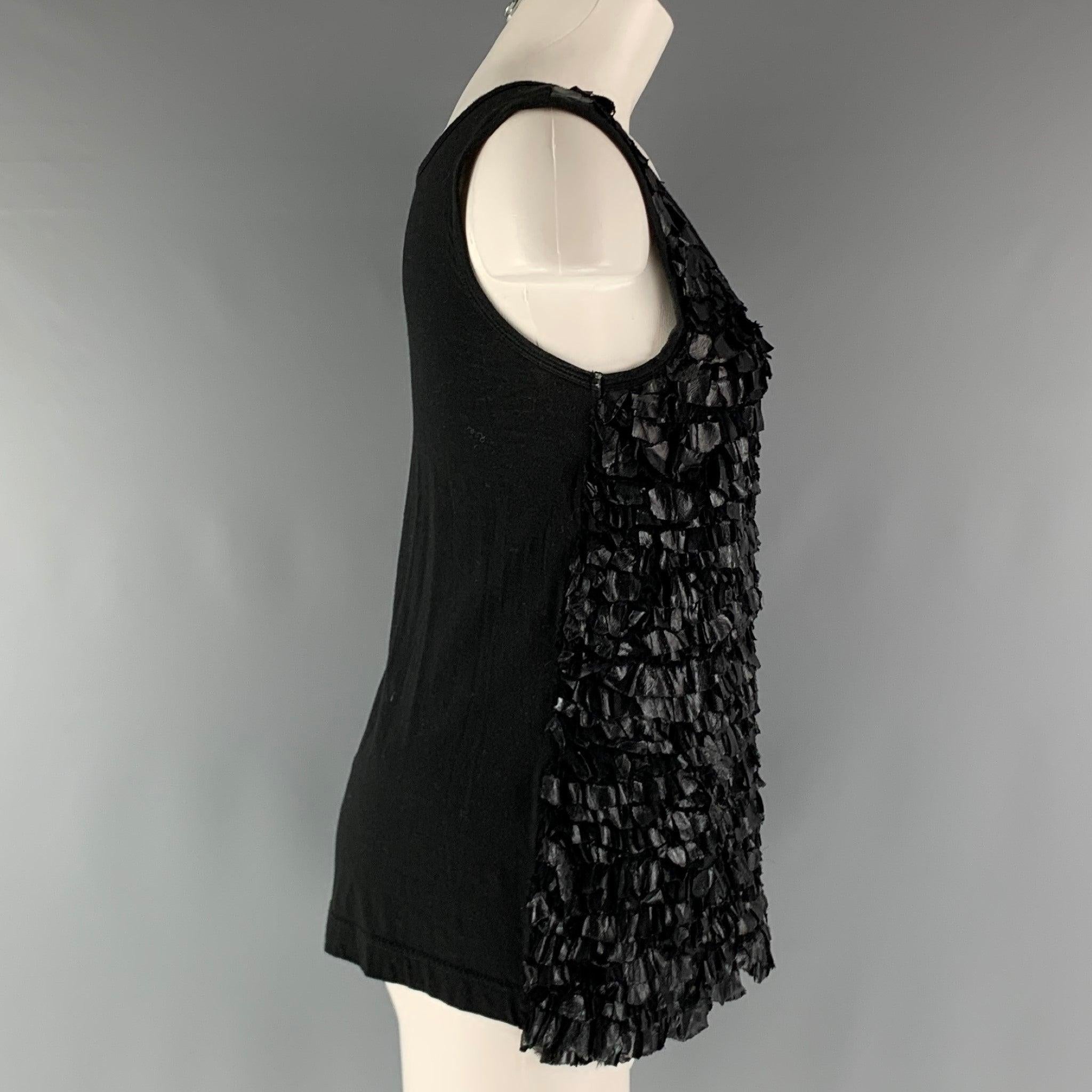 GIVENCHY Size S Black Ruffled Tank Casual Top In Good Condition For Sale In San Francisco, CA