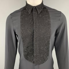 GIVENCHY Size S Black Silk Lace Bib Long Sleeve Tuxedo Shirt