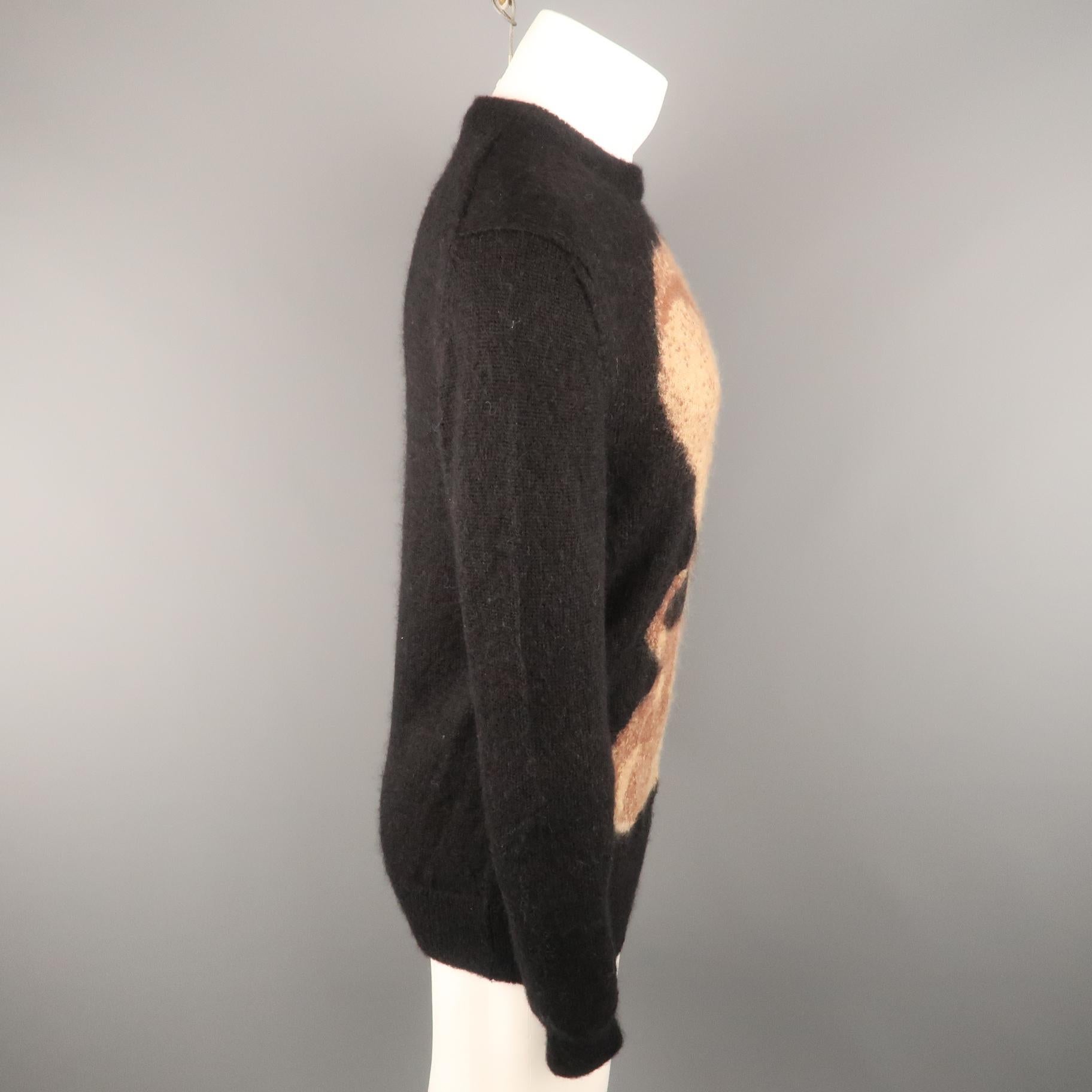 GIVENCHY Size S Black Snake print Mohair Blend Ribbed Collar Sweater In Excellent Condition In San Francisco, CA