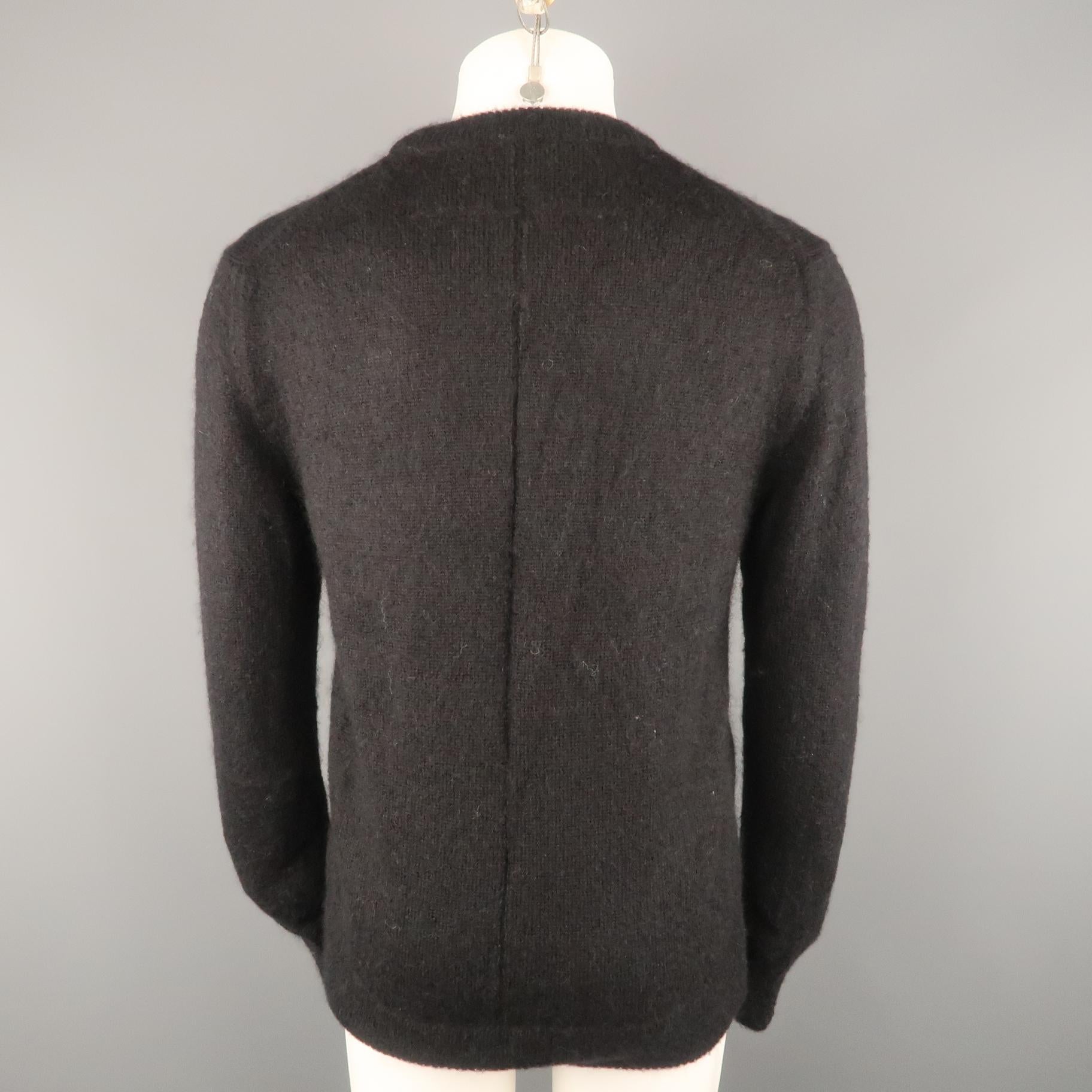 Men's GIVENCHY Size S Black Snake print Mohair Blend Ribbed Collar Sweater