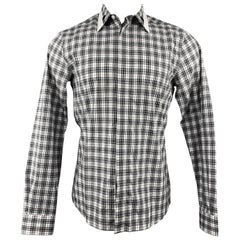 GIVENCHY Size S Black 
White Plaid Cotton Button Up Long Sleeve Shirt