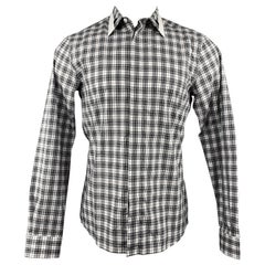 GIVENCHY Size S Black 
White Plaid Cotton Button Up Long Sleeve Shirt