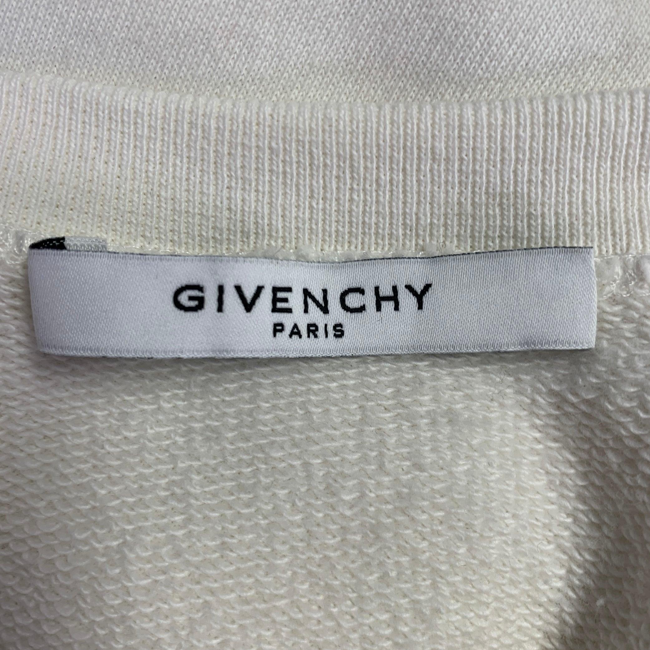 Men's GIVENCHY Size S Cream Red Cotton -GV World Tour- Graphic Sweatshirt For Sale