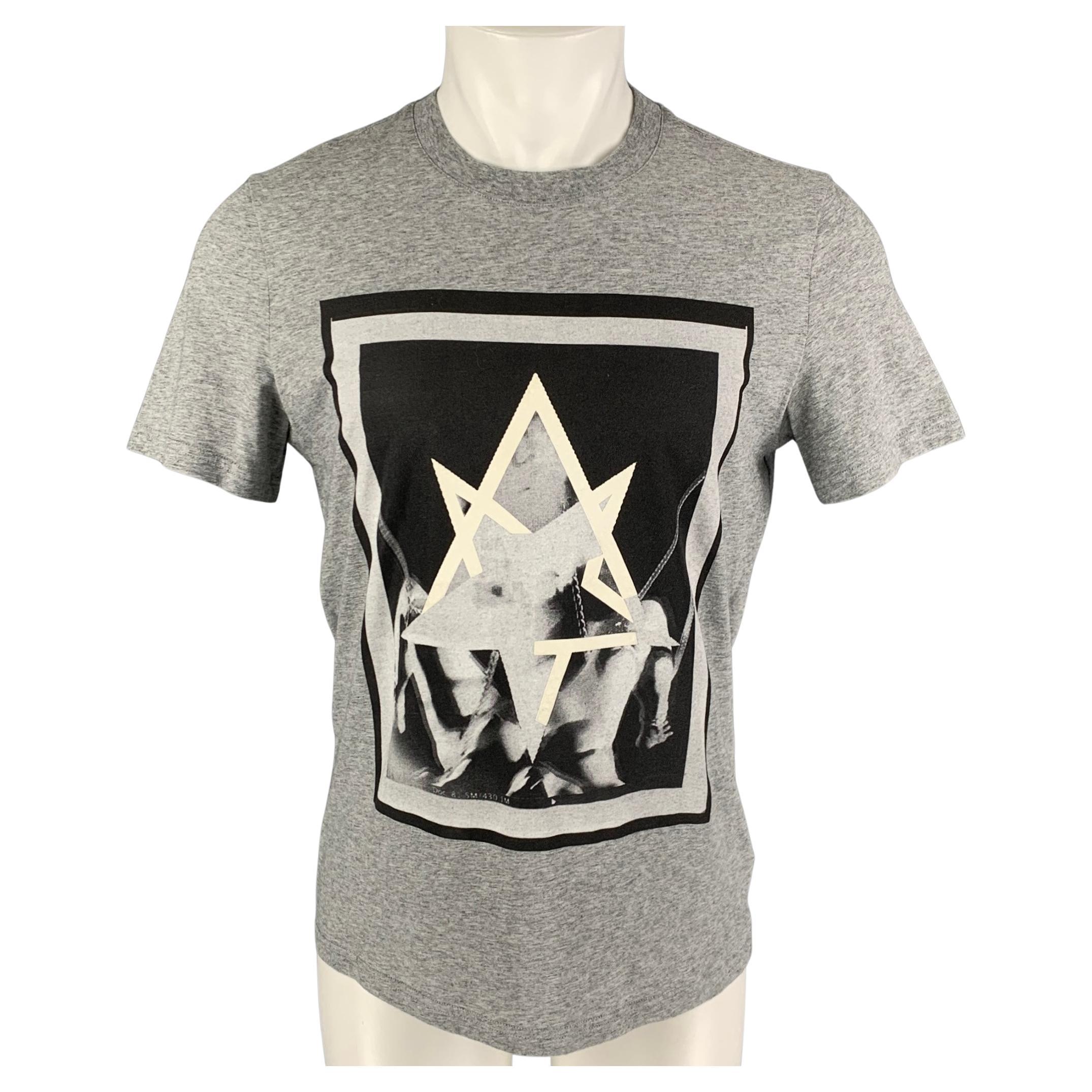 GIVENCHY Size S Grey Black Graphic Cotton T-shirt