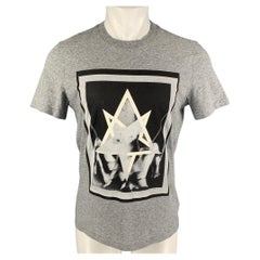 GIVENCHY Size S Grey Black Graphic Cotton T-shirt