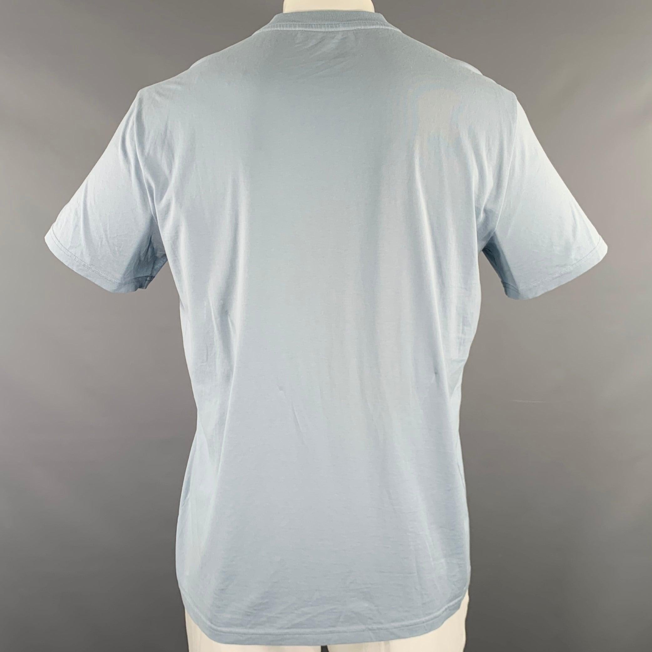 GIVENCHY Size XL Blue Cotton Logo Crew Neck T-shirt In Good Condition In San Francisco, CA