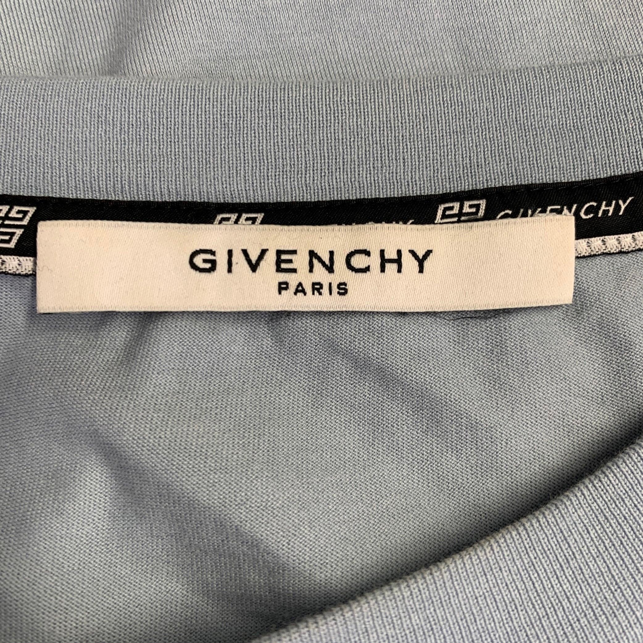 Men's GIVENCHY Size XL Blue Cotton Logo Crew Neck T-shirt