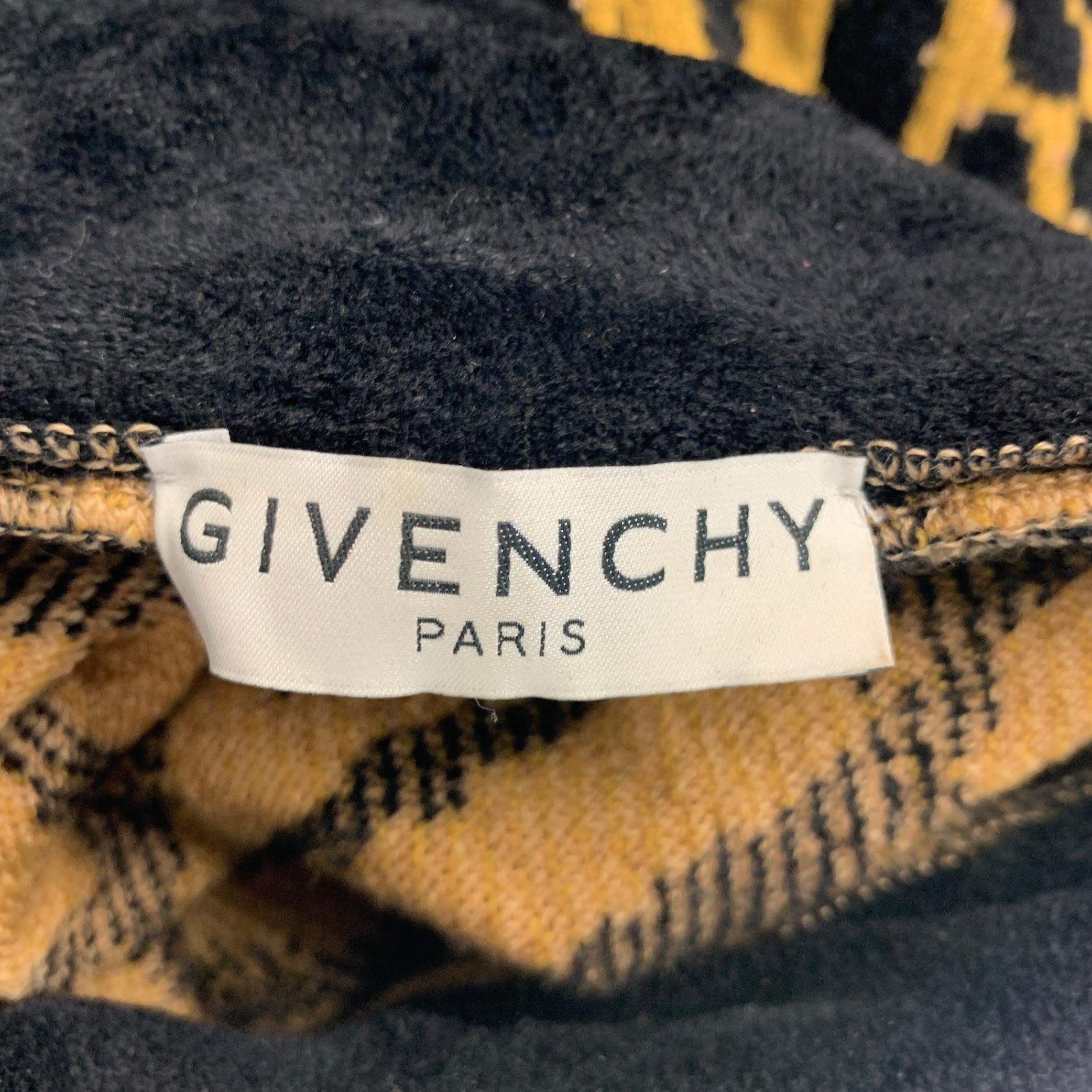 GIVENCHY Size XS Black Camel Wool Blend Leopard Turtleneck Sweater Pour femmes en vente