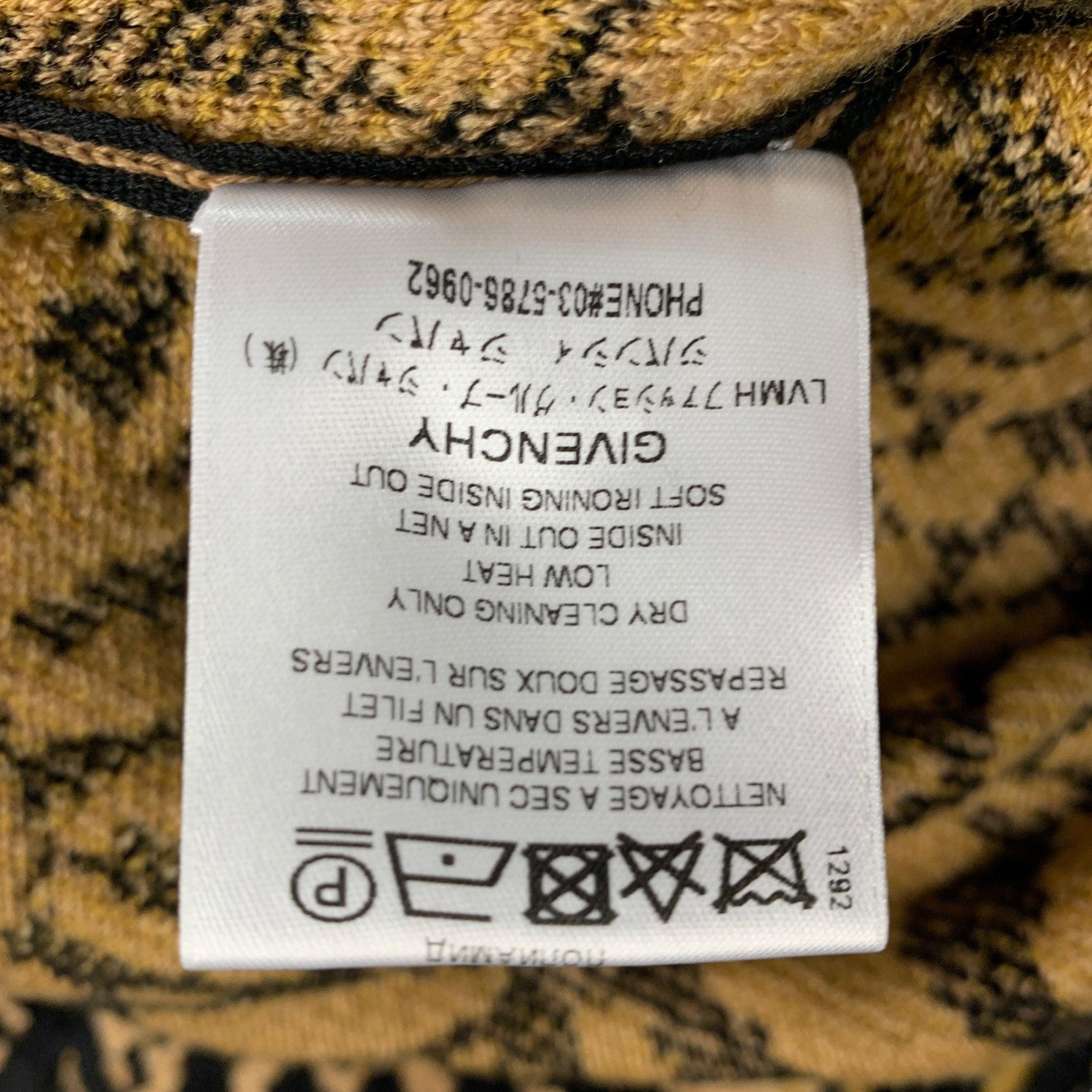 GIVENCHY Size XS Black Camel Wool Blend Leopard Turtleneck Sweater en vente 2