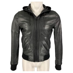 GIVENCHY Size XS Black Leather Hooded Zip Up Jacket