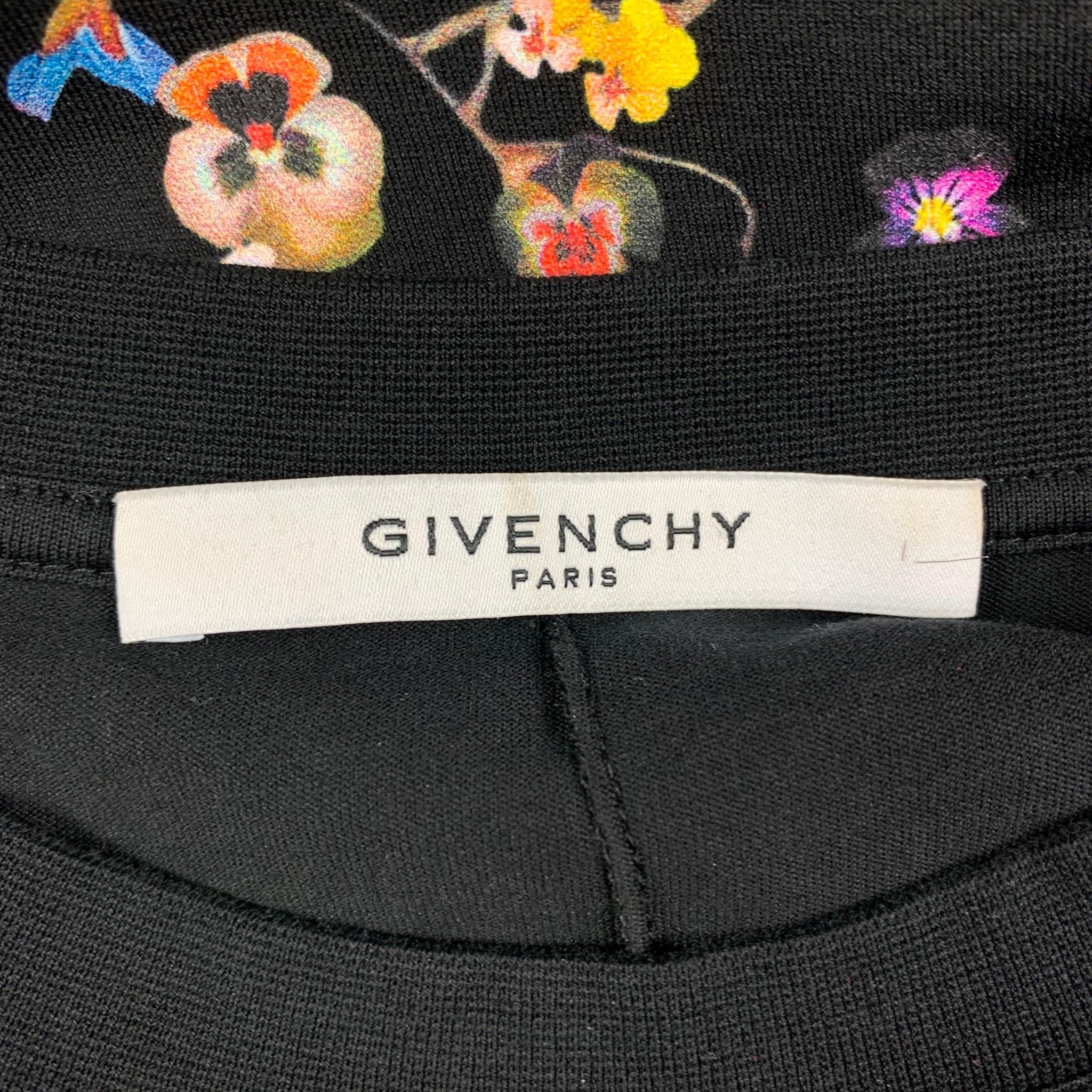 Men's GIVENCHY Size XS Black Multi-Color Floral Cotton Crew-Neck T-shirt