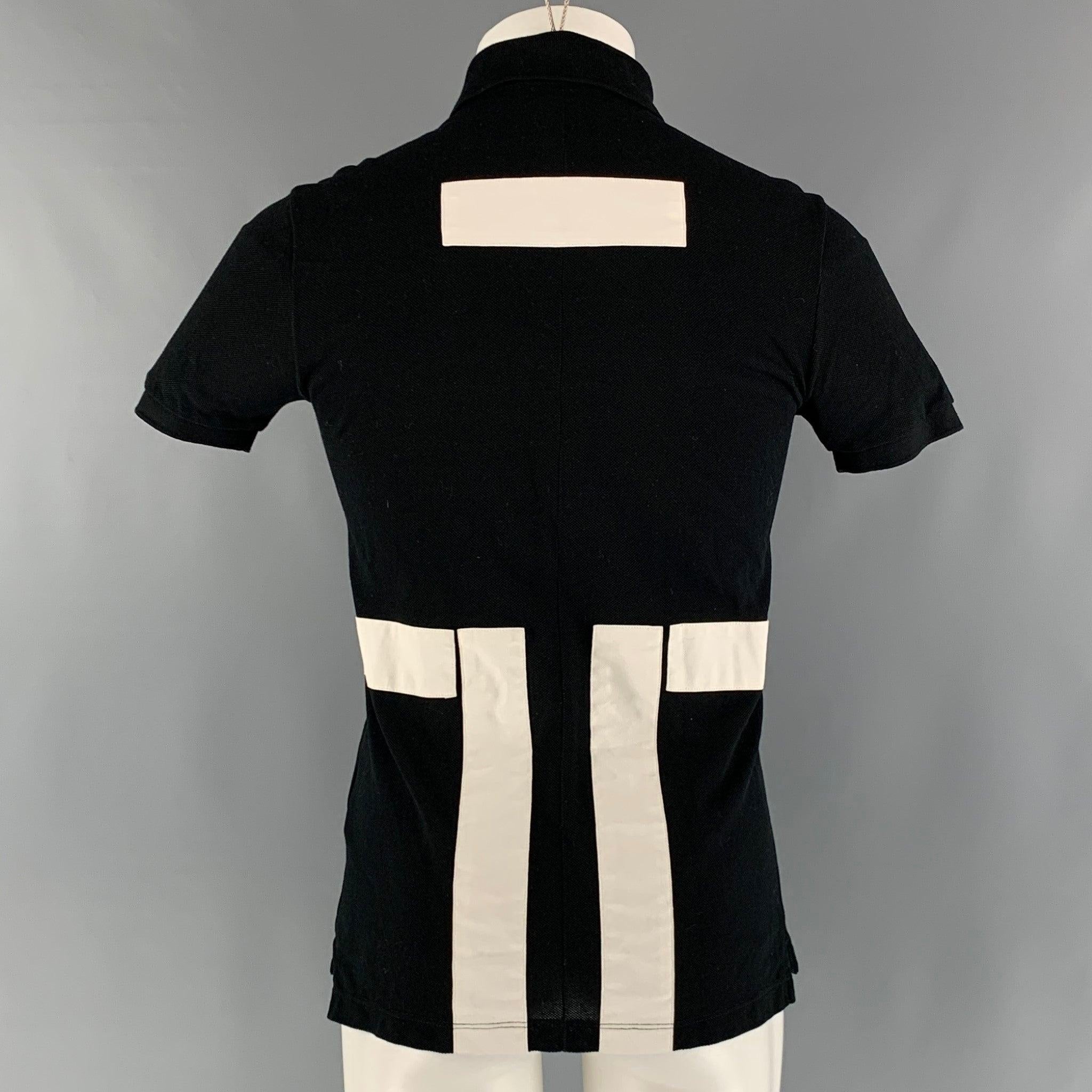 GIVENCHY Size XS Black White Color Block Cotton Short Sleeve Polo In Excellent Condition For Sale In San Francisco, CA