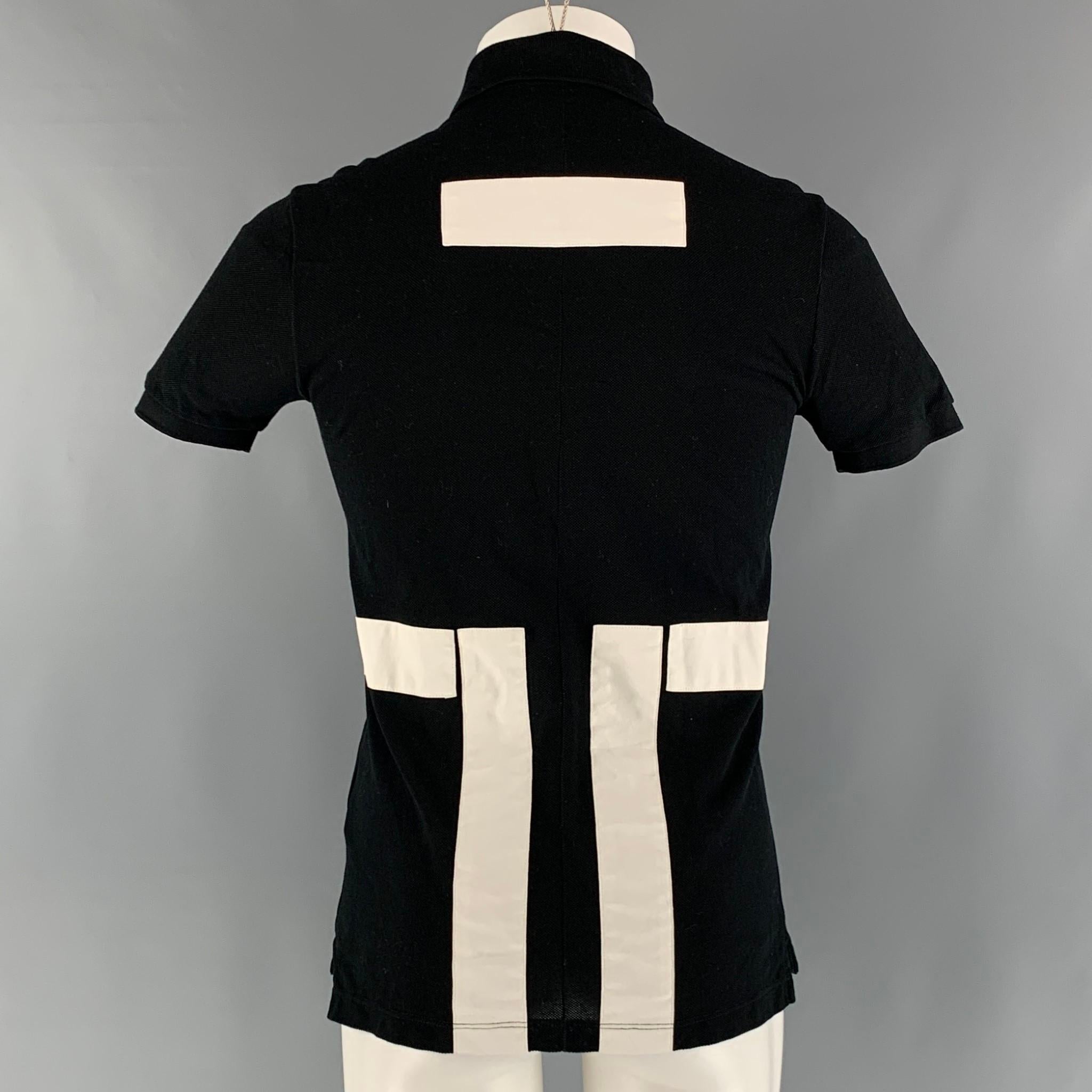 Men's GIVENCHY Size XS Black White Color Block Cotton Short Sleeve Polo