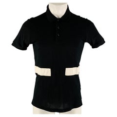 GIVENCHY Size XS Black White Color Block Cotton Short Sleeve Polo