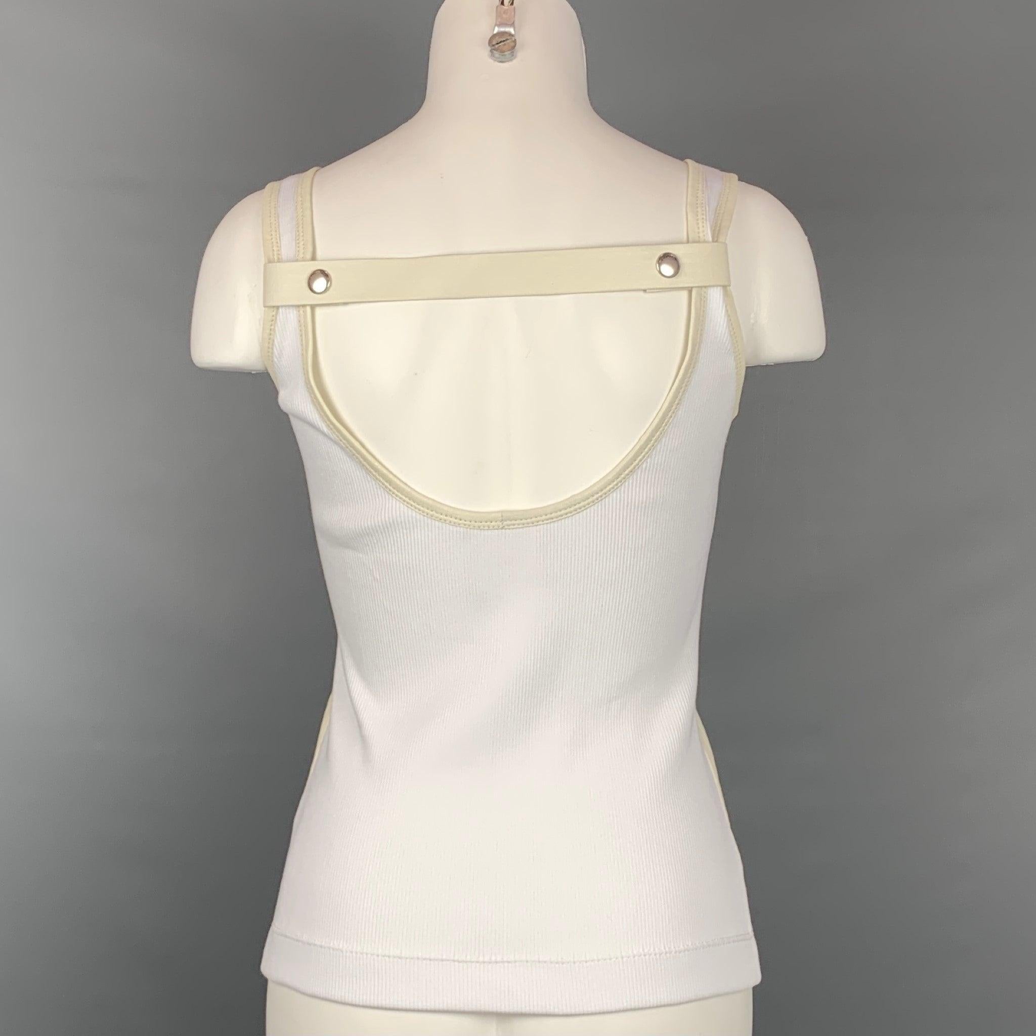 Women's GIVENCHY Size XS Cream Leather Lamb Panel Ribbed Open-Back Sleeveless Top For Sale