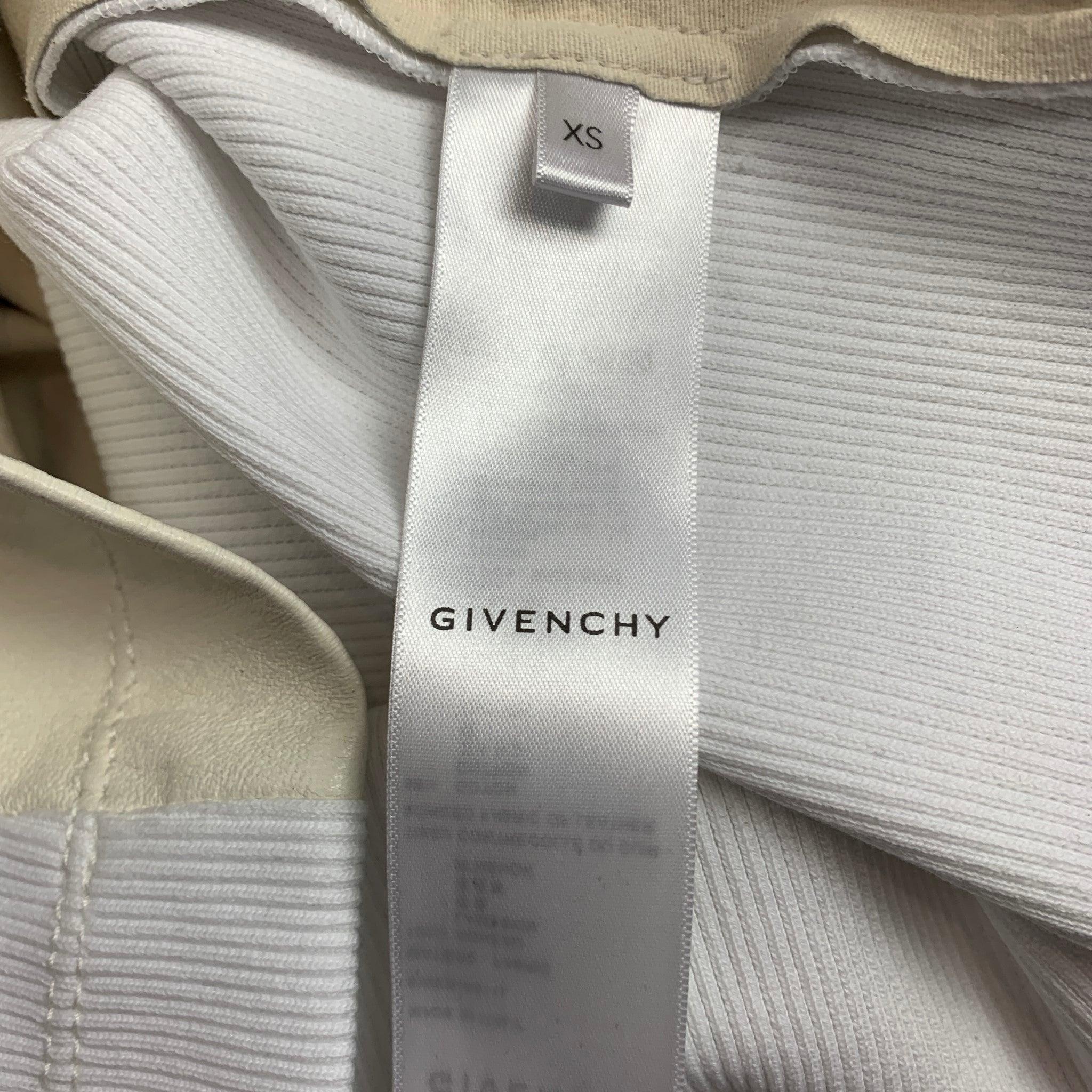 GIVENCHY Size XS Cream Leather Lamb Panel Ribbed Open-Back Sleeveless Top For Sale 1