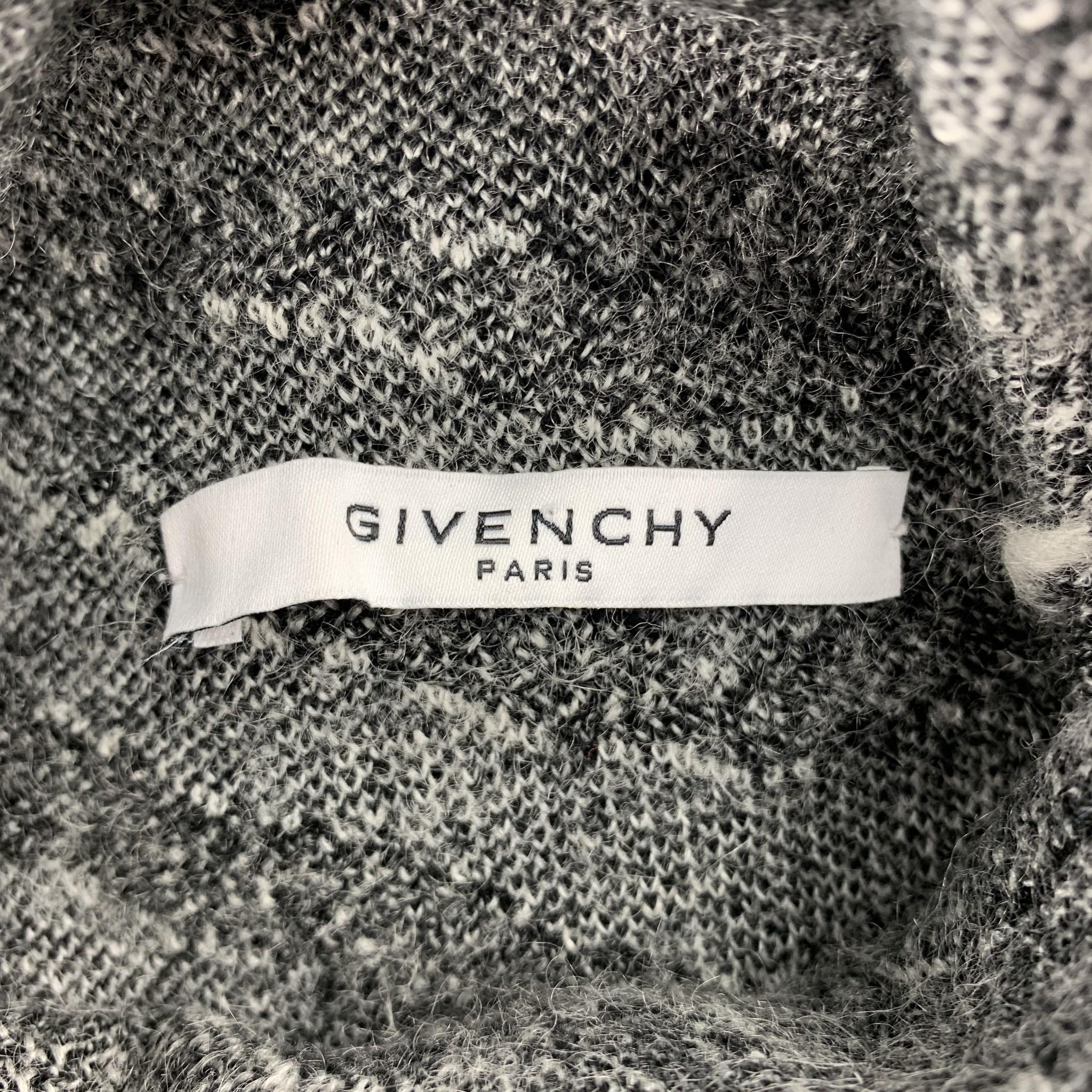 Gray GIVENCHY Size XS White & Black Tiger Mohair Blend Turtleneck Sweater