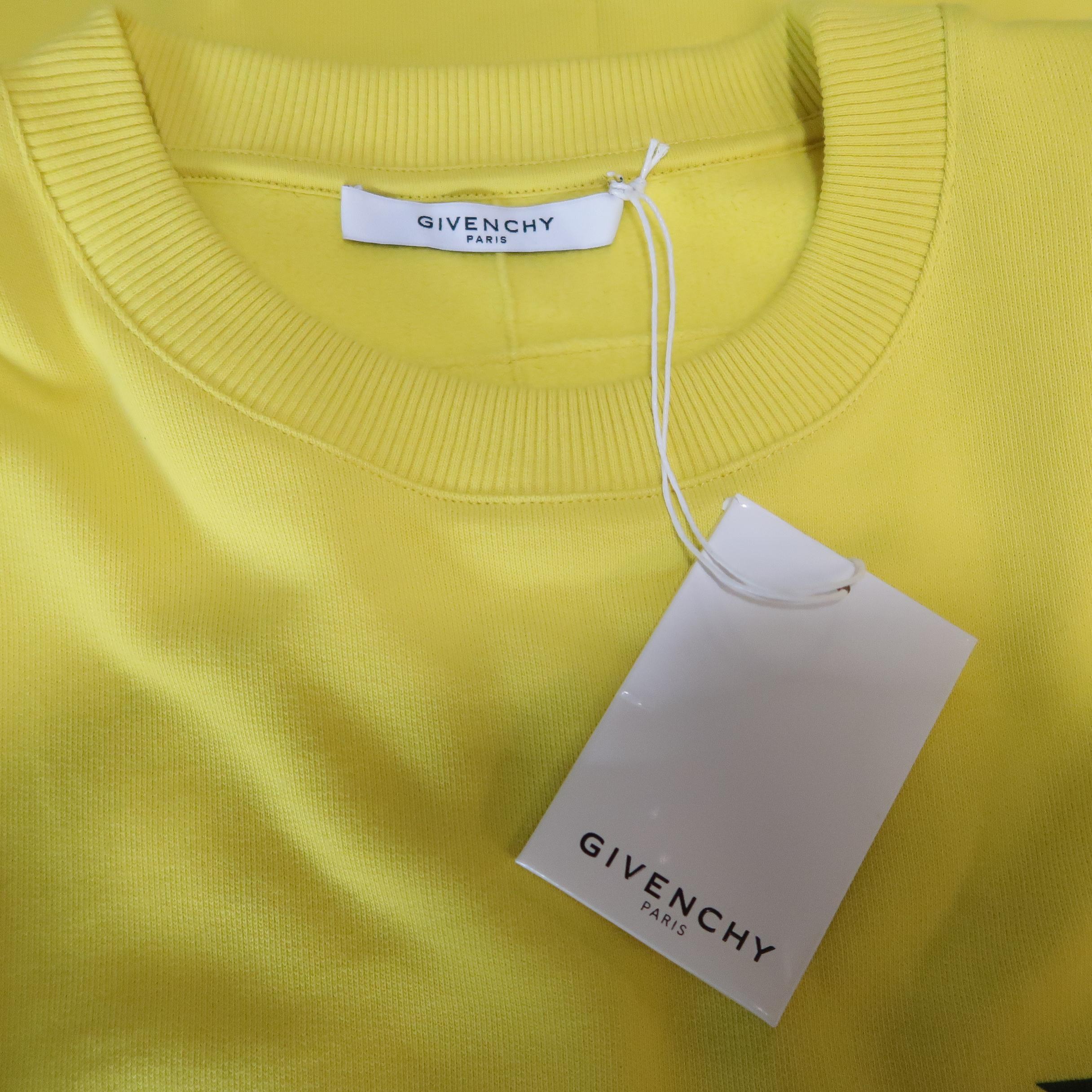 GIVENCHY Size XXL Yellow Cotton Star Crewneck Sweatshirt 2