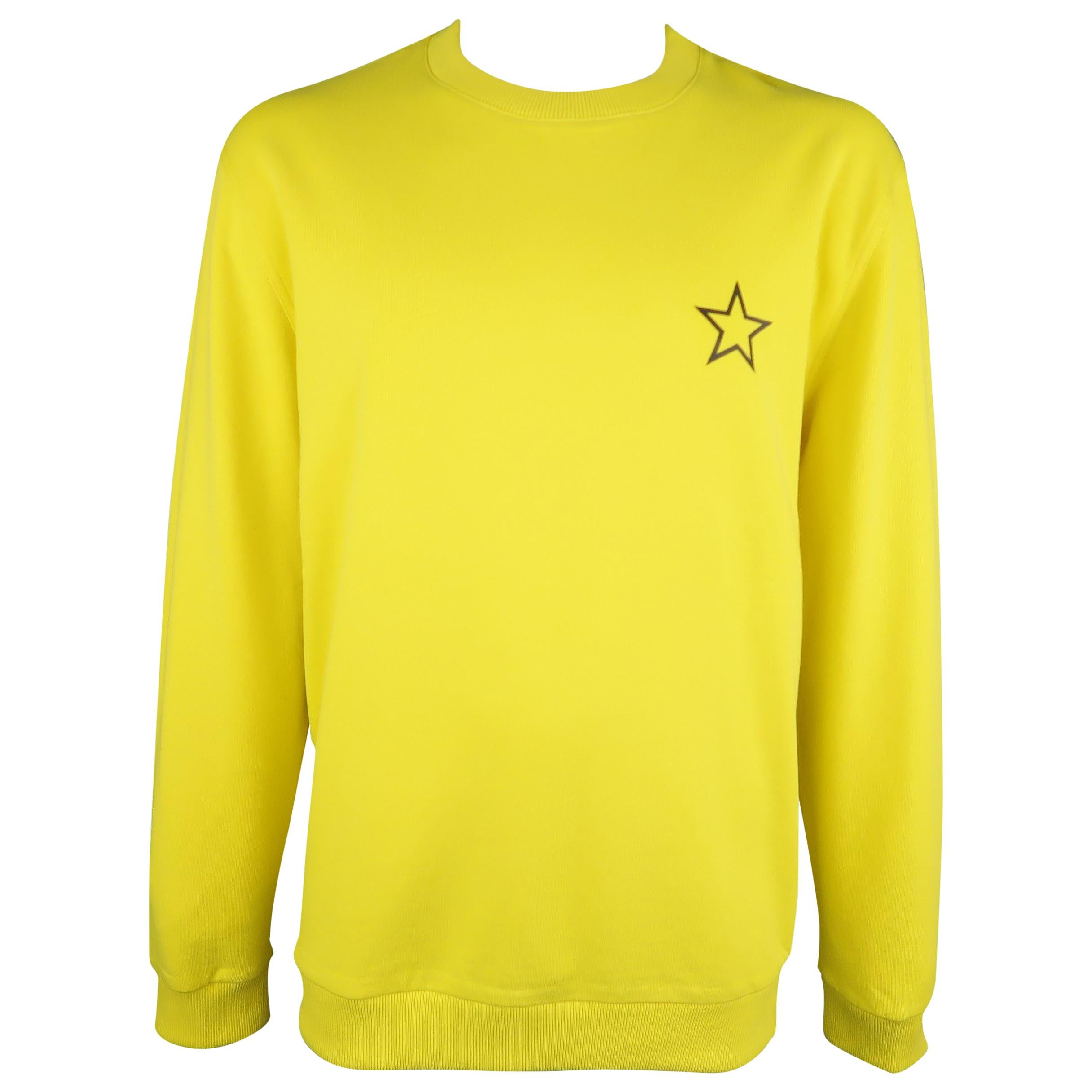 GIVENCHY Size XXL Yellow Cotton Star Crewneck Sweatshirt