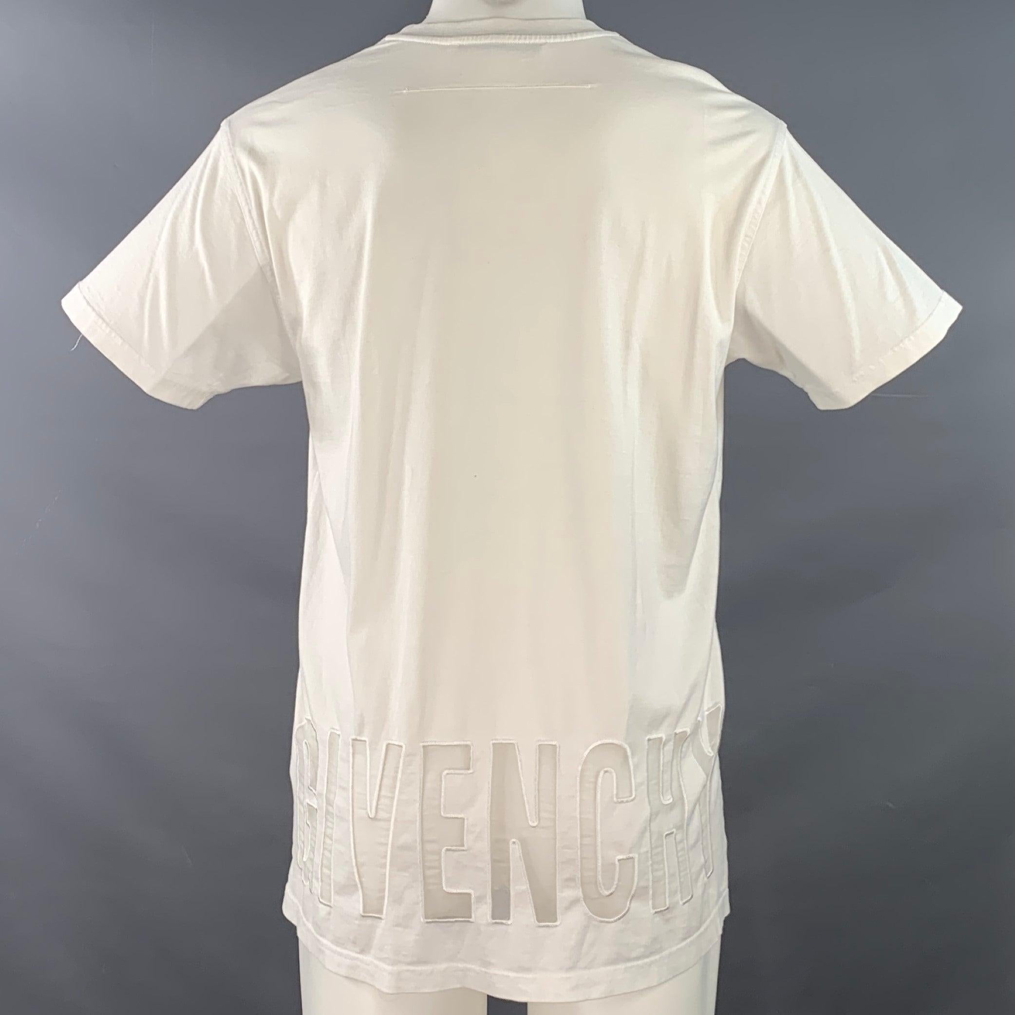 GIVENCHY T-shirt girocollo in cotone e seta con logo bianco taglia XXS In condizioni ottime in vendita a San Francisco, CA