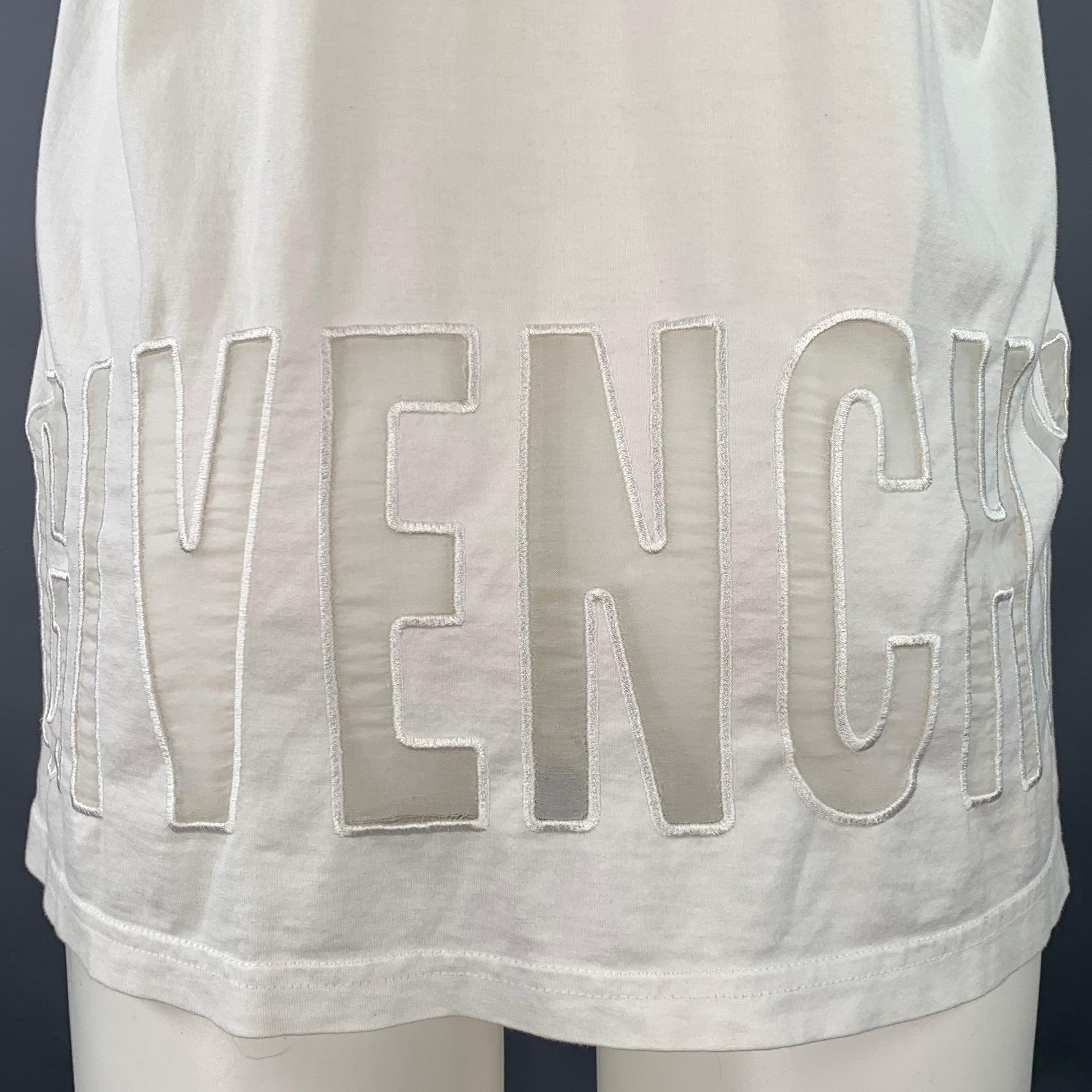 Uomo GIVENCHY T-shirt girocollo in cotone e seta con logo bianco taglia XXS in vendita