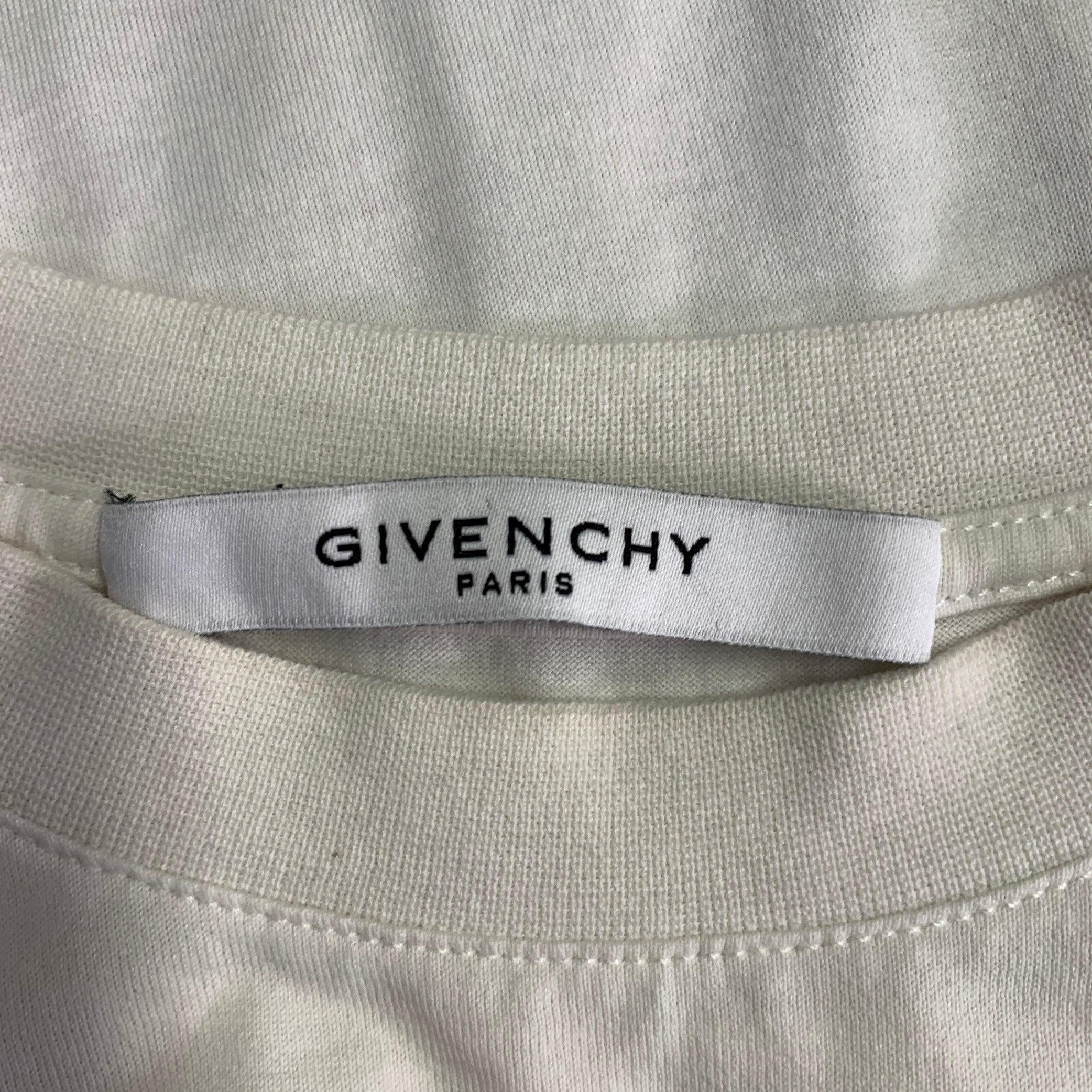 GIVENCHY T-shirt girocollo in cotone e seta con logo bianco taglia XXS in vendita 1