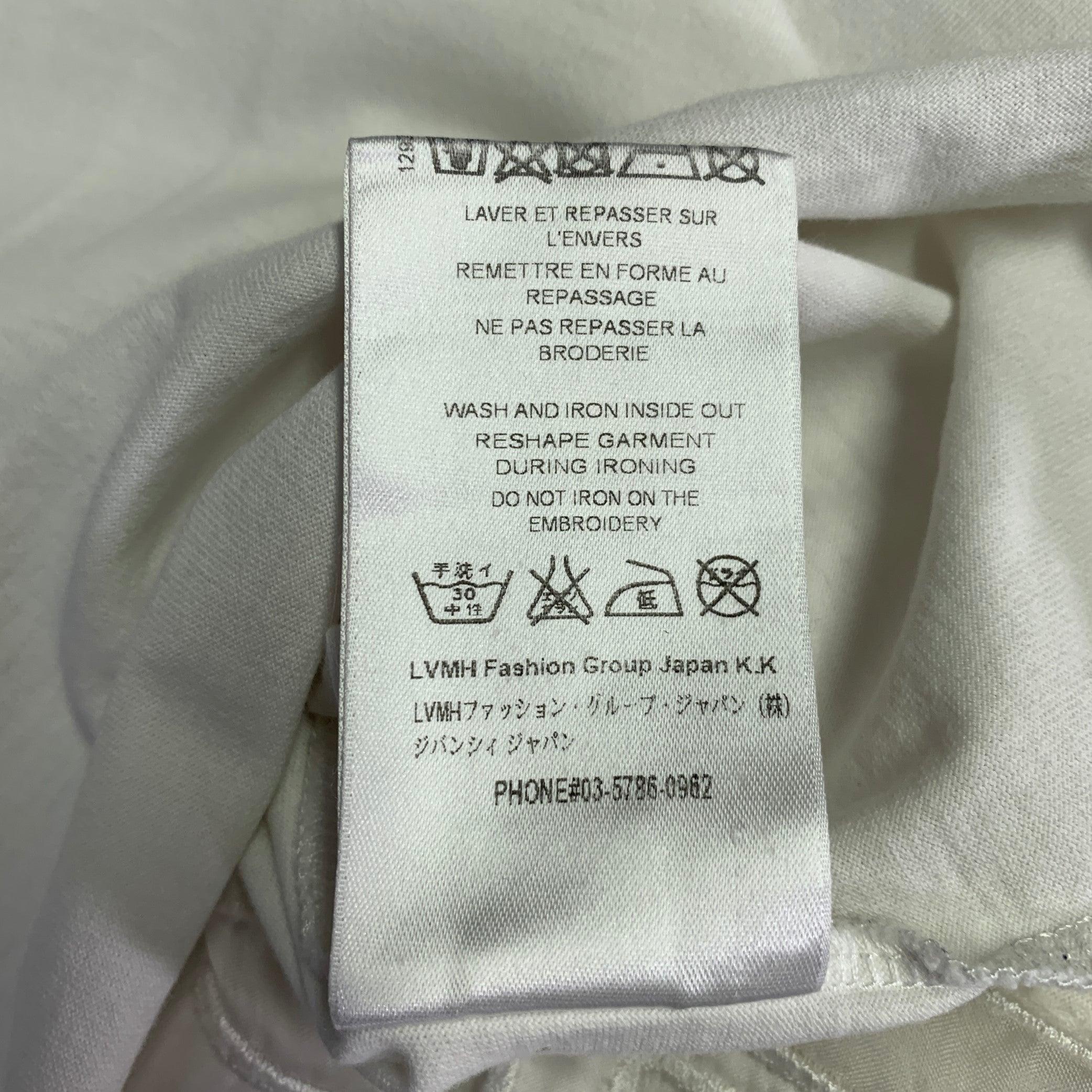GIVENCHY T-shirt girocollo in cotone e seta con logo bianco taglia XXS in vendita 3